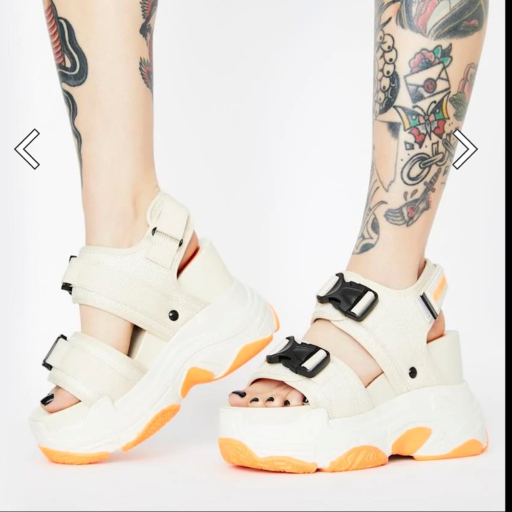 Beige Peach Platform Sandals by Anthony Wang